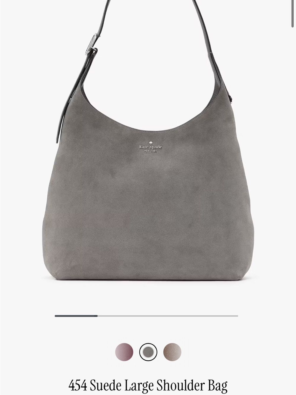 Kate Spade 454 Gray Suede Large Shoulder Bag BRAND NEW